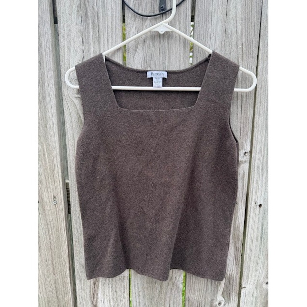 Dark Academia Minimalist Hampshire Studio Knit Tank PM Brown Square Neck Vest